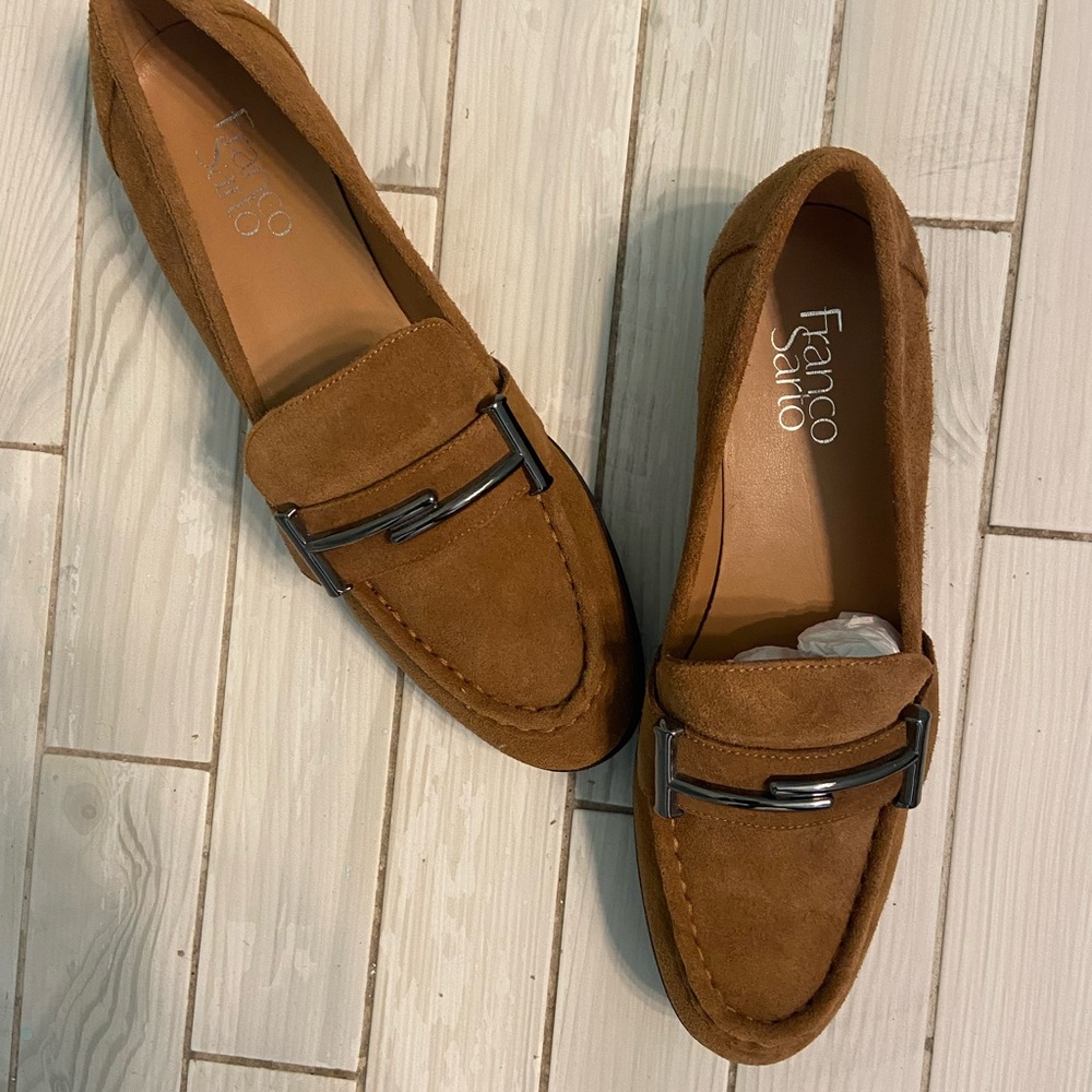 NWOT Franco Sarto Suede Loafers in Cognac
